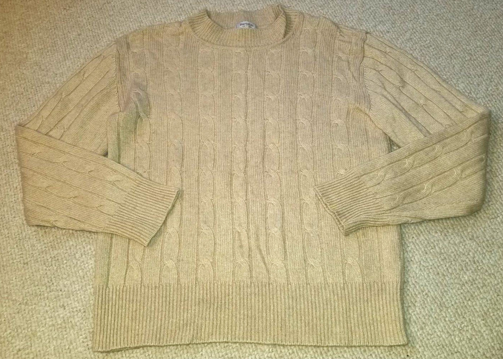 Womens Sweater-BARTOLINI-ITALY-beige cable-knit cashmere blend pullover-S/M